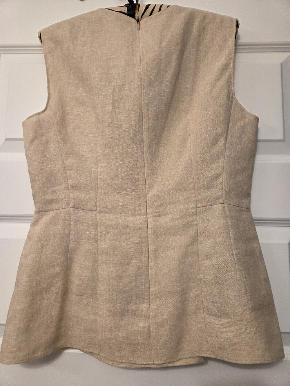 Theory Cream Sleeveless Linen Tunic Top - Picture 4 of 7